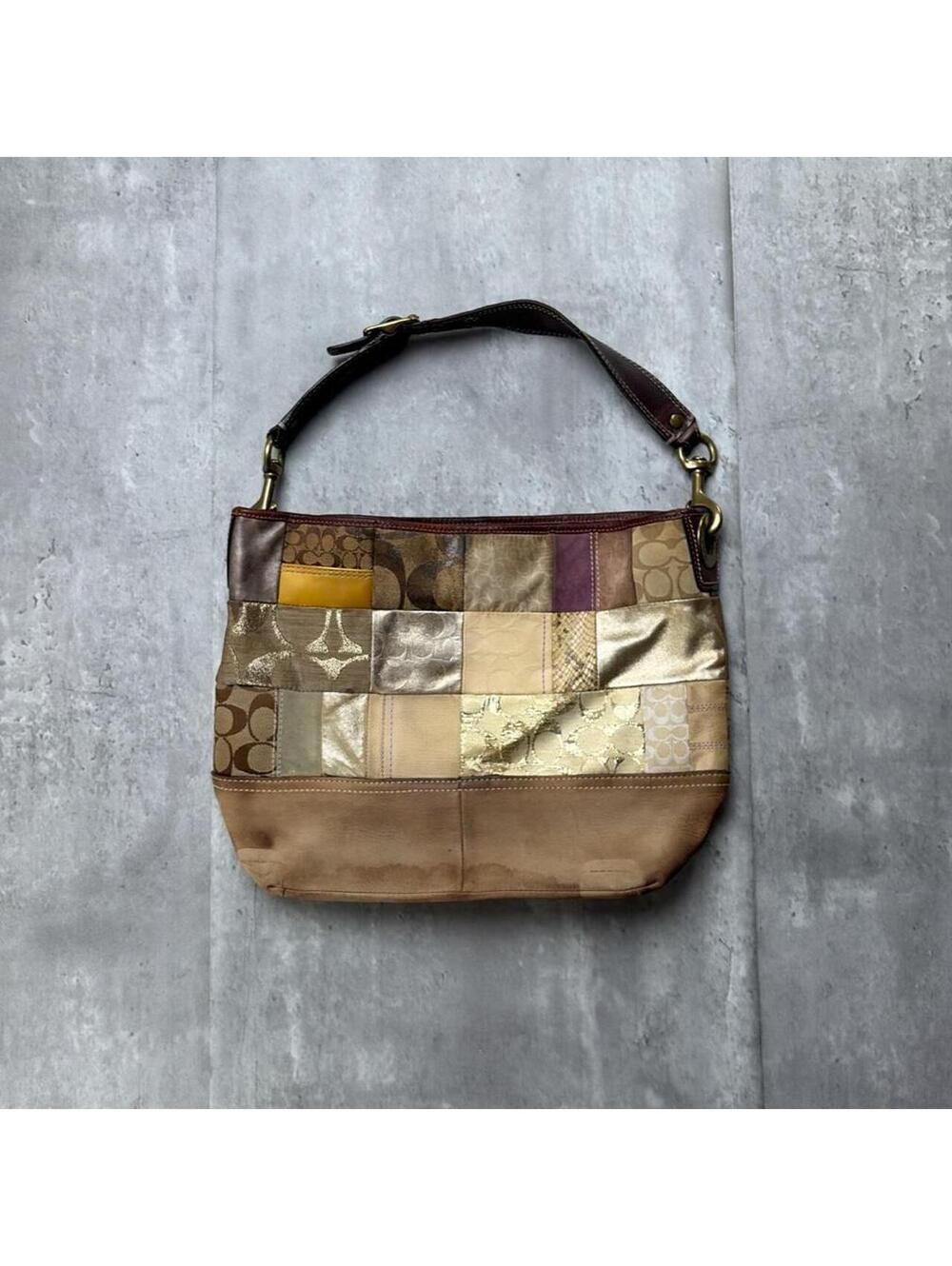 Vintage 2006 Brown Coach Hobo Patchwork Shoulder Bag
